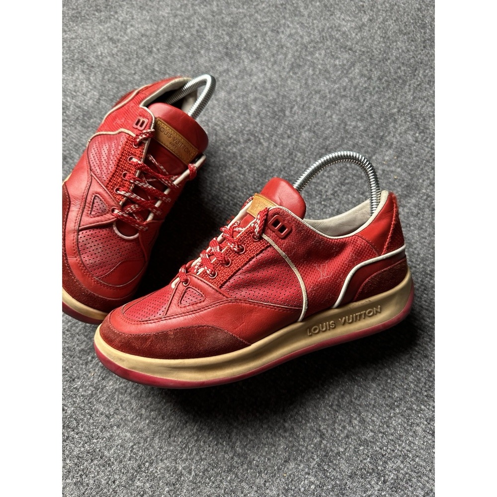 Womens Sneakers Louis Vuitton Red Leather Low Top, Size US 6.5 - Picture 2 of 12